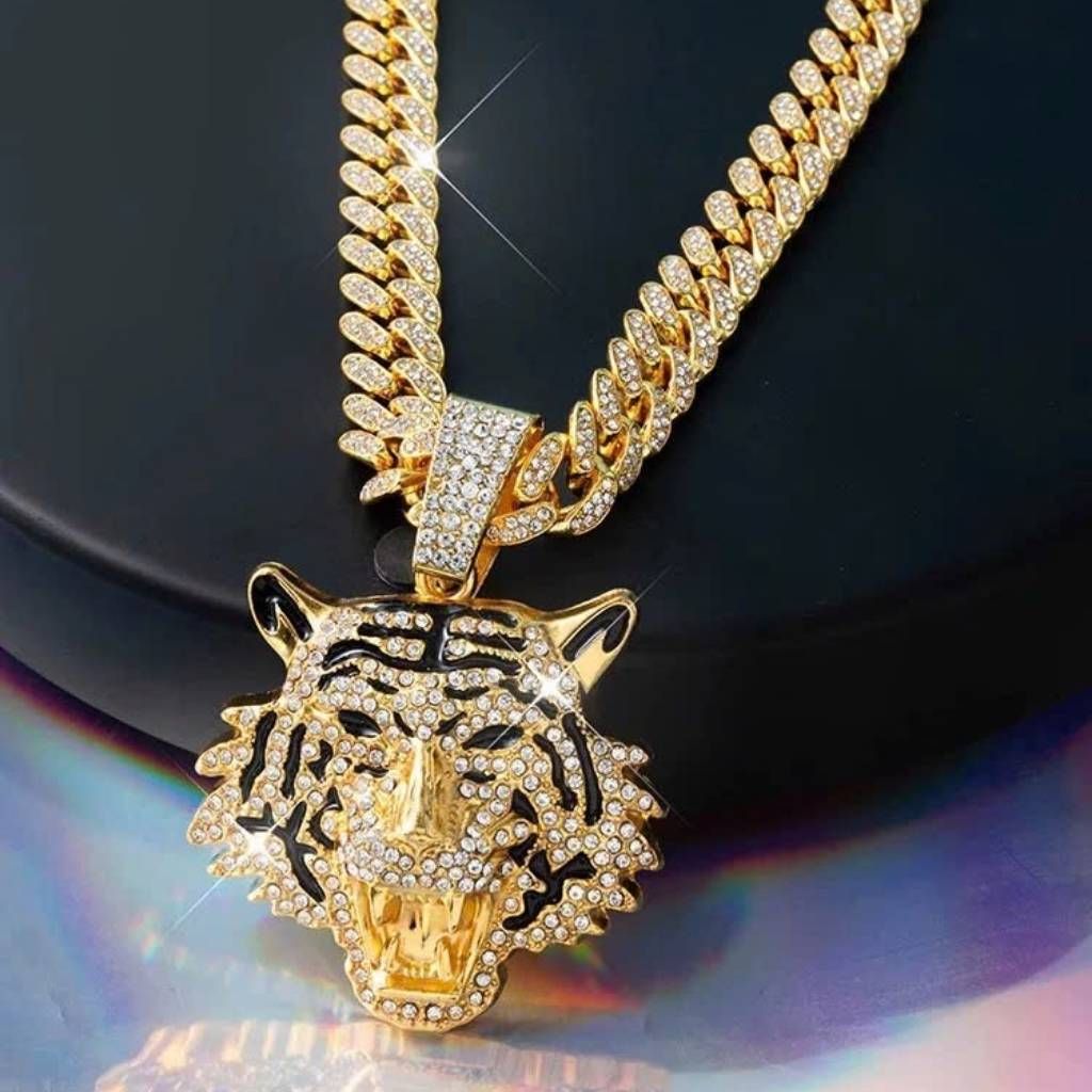  Dây Chuyền Hip-Hop Nam Đầu Hổ Mạ Vàng BKJECN-9329 