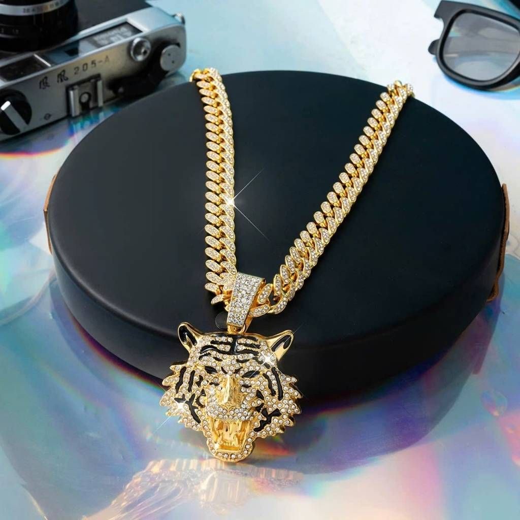  Dây Chuyền Hip-Hop Nam Đầu Hổ Mạ Vàng BKJECN-9329 