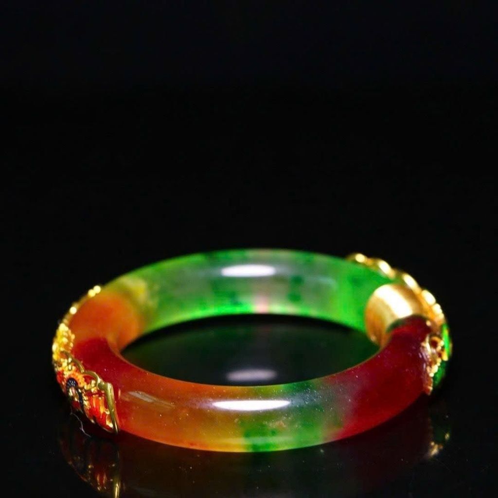  Vòng Tay Ngọc Bọc Kim Loại Họa Tiết Rồng BKJECN-9330 