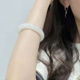  Vòng Cẩm Thạch Trắng Ngọc Bích Bản Dày BKJECN-9339 