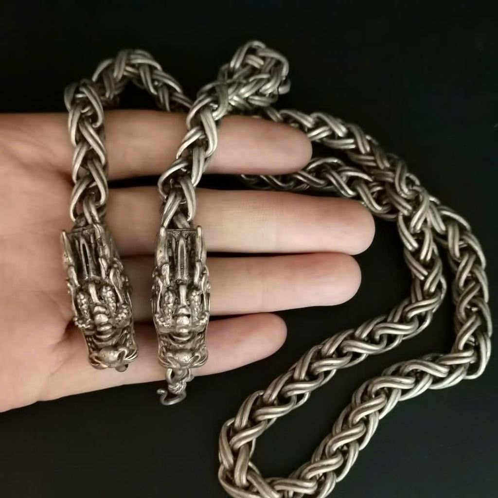  Vòng Cổ Nam Đầu Rồng Sưu Tầm Dây Xoắn Bạc Thái BKJECN-9341 