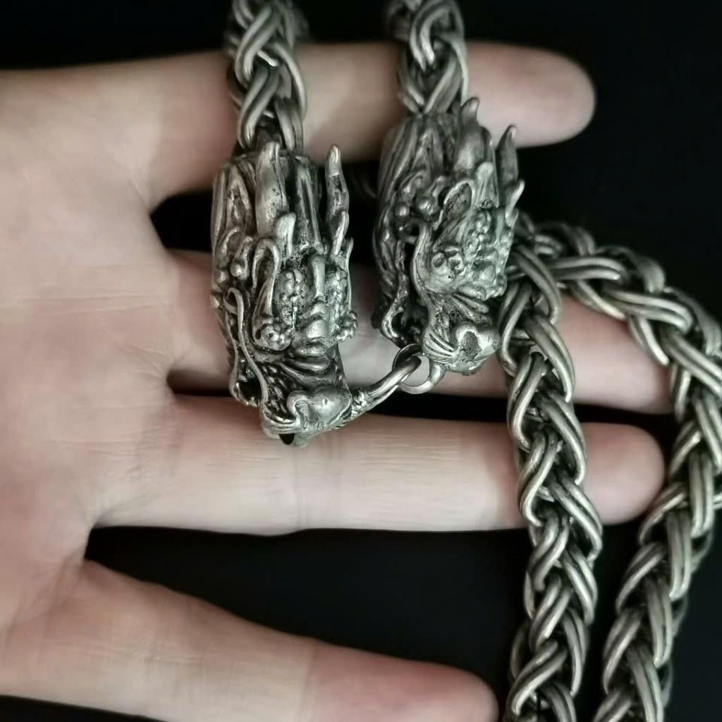  Vòng Cổ Nam Đầu Rồng Sưu Tầm Dây Xoắn Bạc Thái BKJECN-9341 