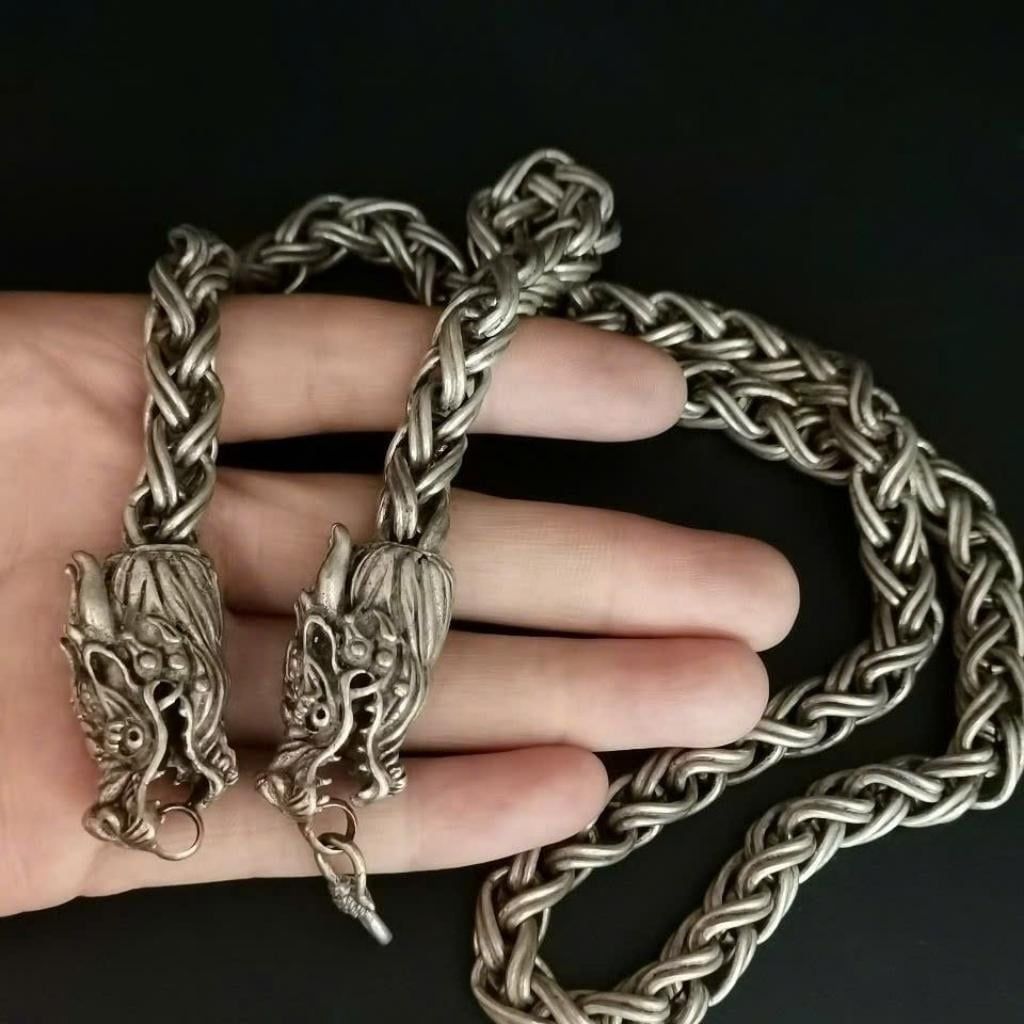  Vòng Cổ Nam Đầu Rồng Sưu Tầm Dây Xoắn Bạc Thái BKJECN-9341 