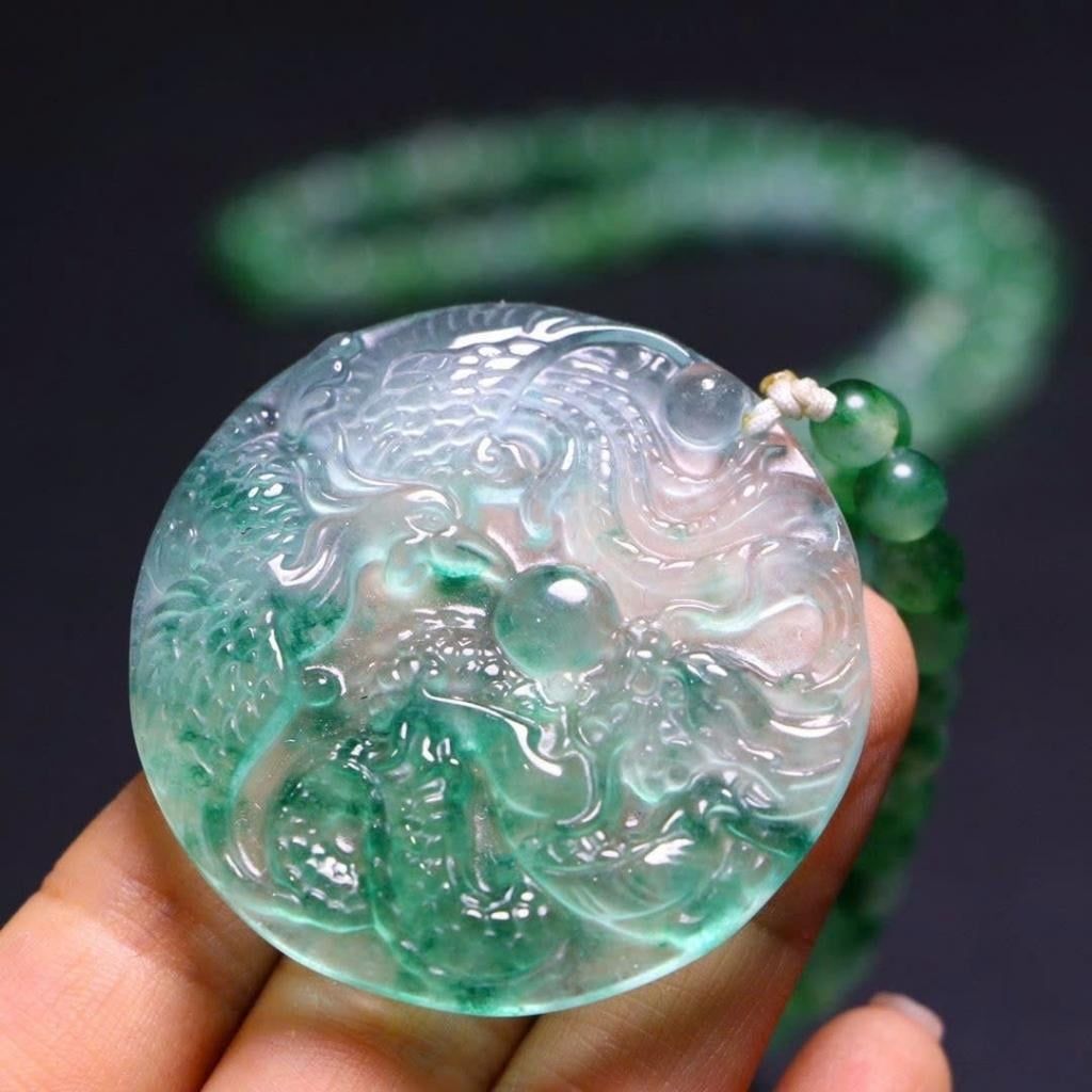  Mặt Dây Ngọc Bích Long Phụng Tự Nhiên BKJECN-9342 