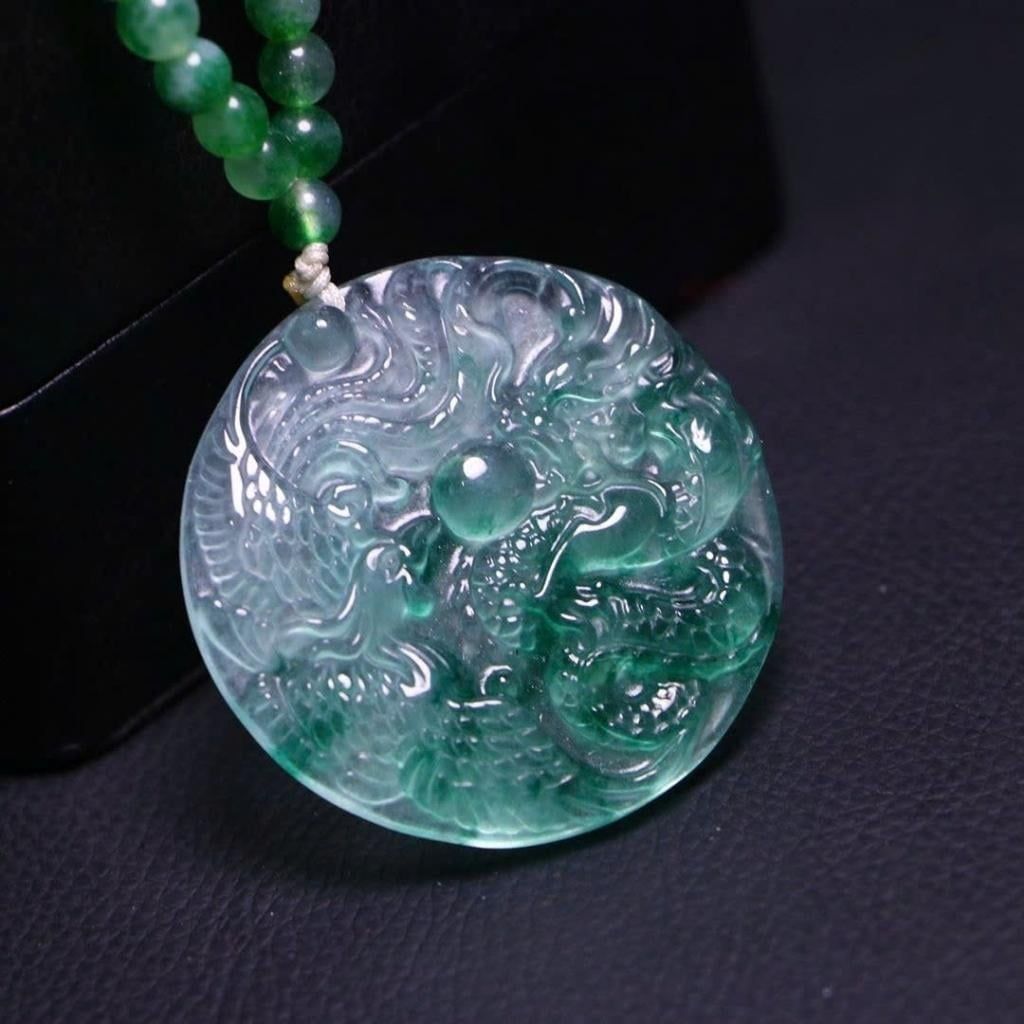  Mặt Dây Ngọc Bích Long Phụng Tự Nhiên BKJECN-9342 