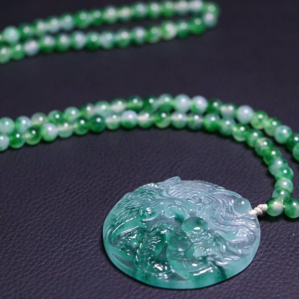  Mặt Dây Ngọc Bích Long Phụng Tự Nhiên BKJECN-9342 