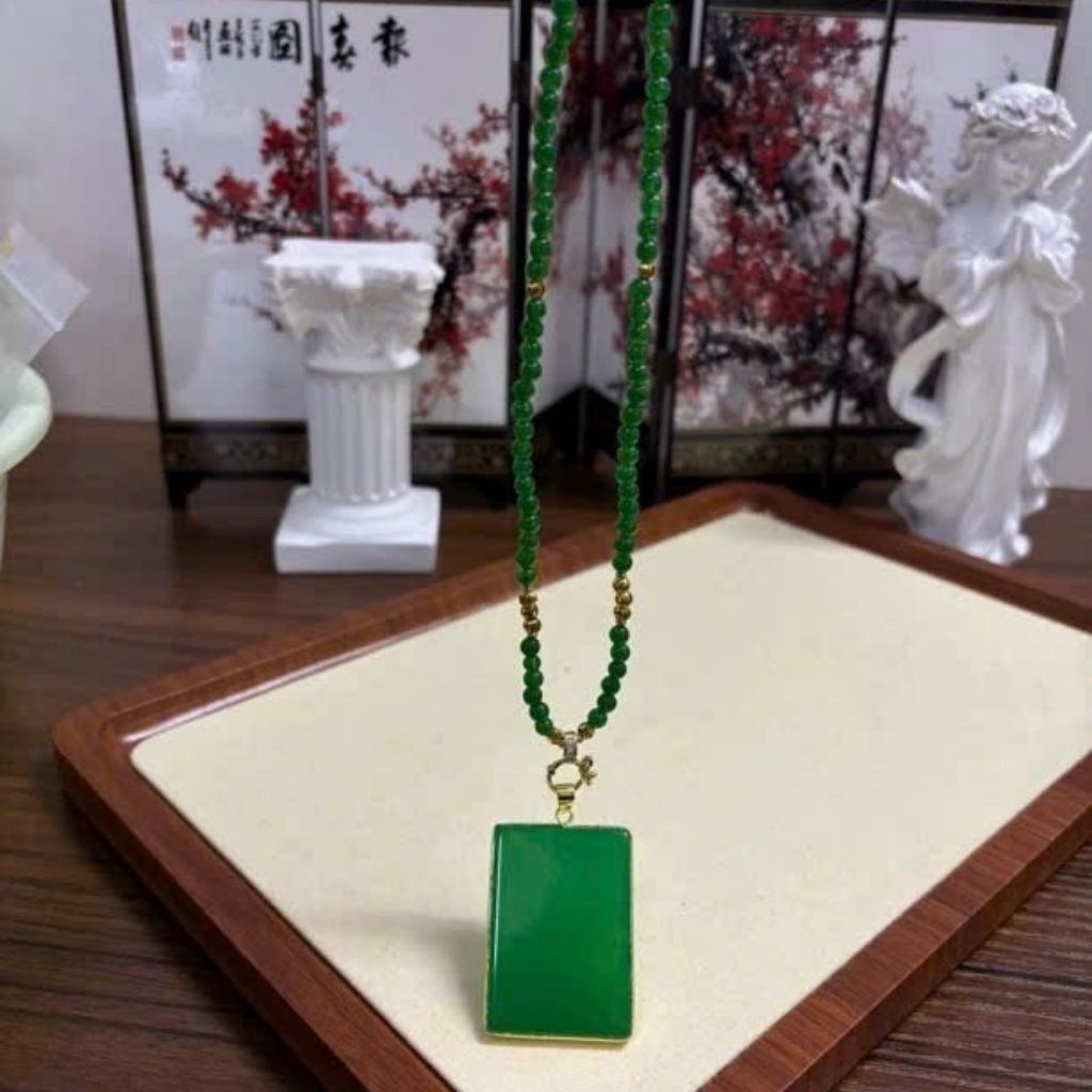  Mặt Dây Ngọc Bích Bình An Kèm Dây Đeo BKJECN-9343 