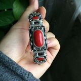  Vòng tay nam bạc Thái đính đá đỏ  BKJECN-9347 