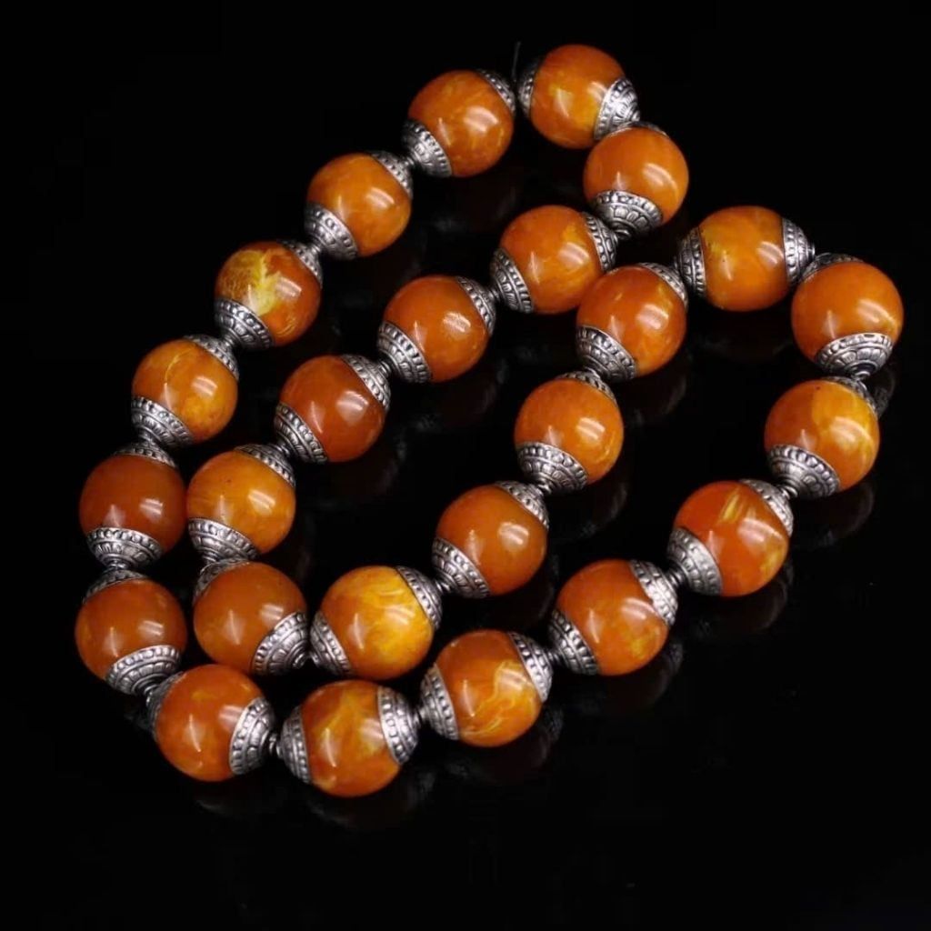  Vòng Cổ Ngọc Hổ Phách Bọc Bạc 925 Cổ Điển BKJECN-9350 