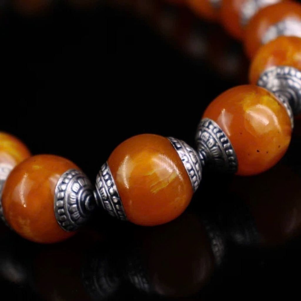  Vòng Cổ Ngọc Hổ Phách Bọc Bạc 925 Cổ Điển BKJECN-9350 