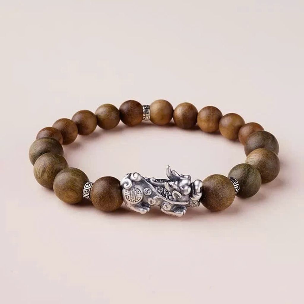  Vòng Gỗ Đàn Hương Mix Tì Hưu Bạc Cao Cấp BKJECN-9353 