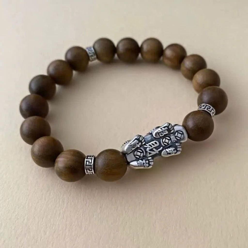  Vòng Gỗ Đàn Hương Mix Tì Hưu Bạc Cao Cấp BKJECN-9353 