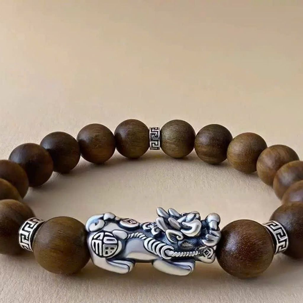  Vòng Gỗ Đàn Hương Mix Tì Hưu Bạc Cao Cấp BKJECN-9353 