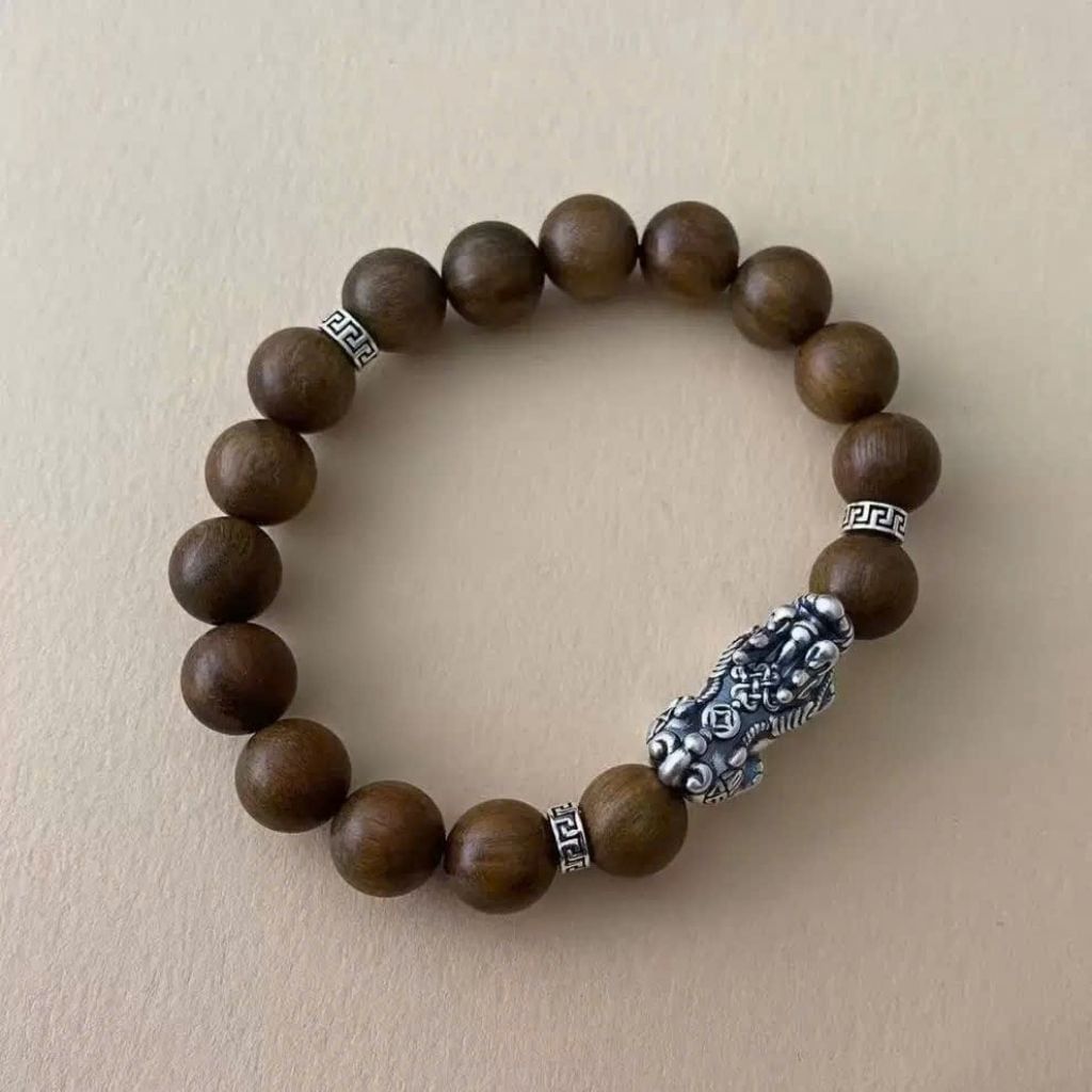  Vòng Gỗ Đàn Hương Mix Tì Hưu Bạc Cao Cấp BKJECN-9353 