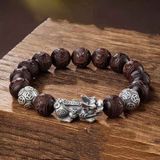  Vòng Gỗ Đàn Hương Chạm Khắc Mix Tì Hưu Bạc BKJECN-9354 