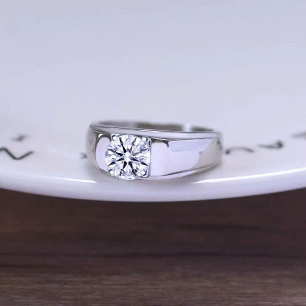  Nhẫn Nam Đính Đá Thép Titan Kiểu Mỹ BKJECN-9373 