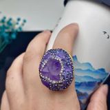  Mặt Dây Chuyền Đá Tím Amethyst Khảm Đá Quý Sang Trọng BKJECN-9374 