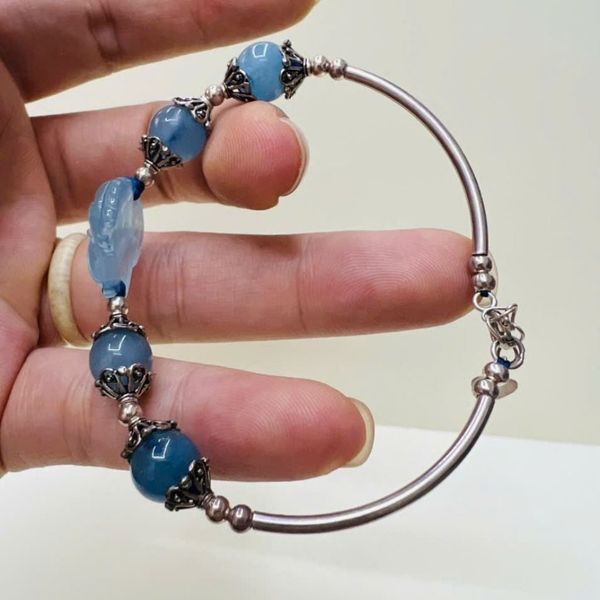  Vòng Tay Bạc Mix Ngọc Xanh BKJECN-9380 