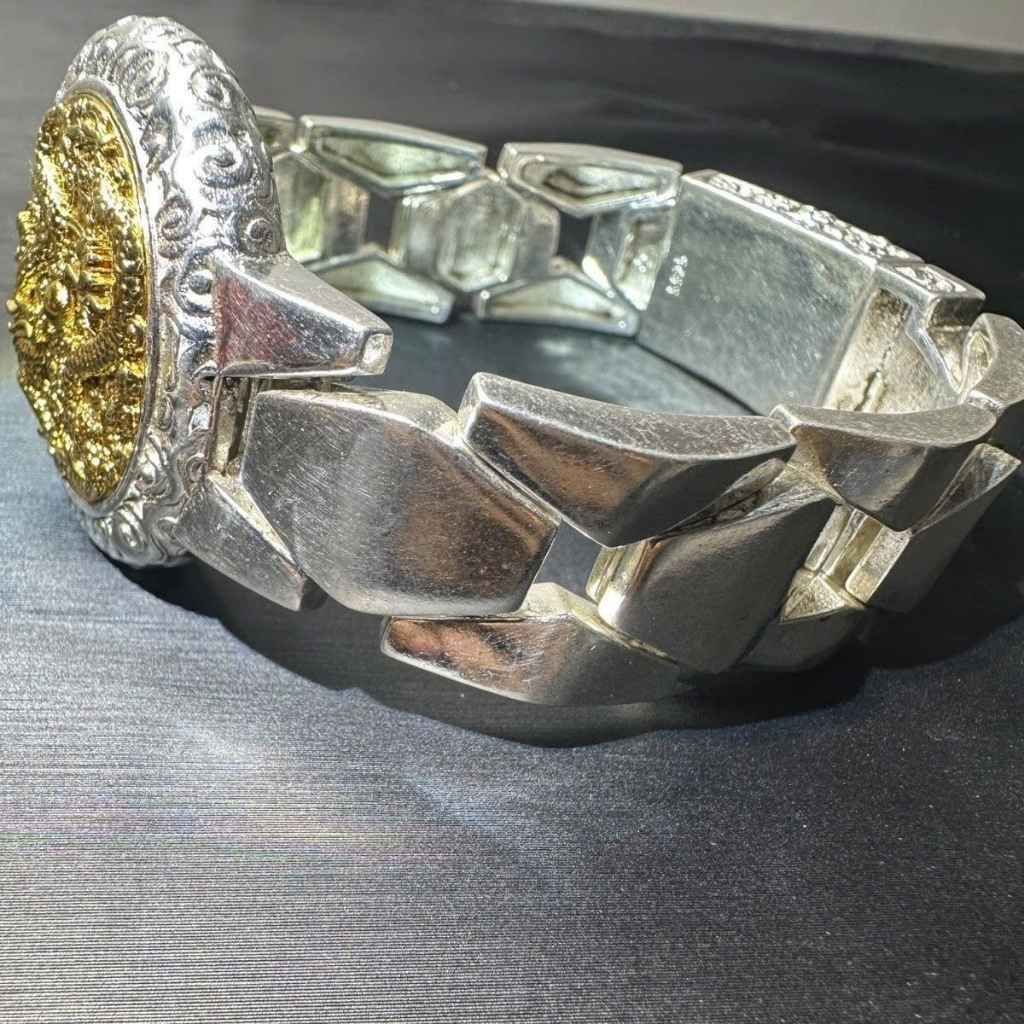  Vòng Tay Nam Mạ Bạc Chạm Khắc Song Long BKJECN-9393 