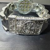  Vòng Tay Nam Mạ Bạc Chạm Khắc Song Long BKJECN-9393 