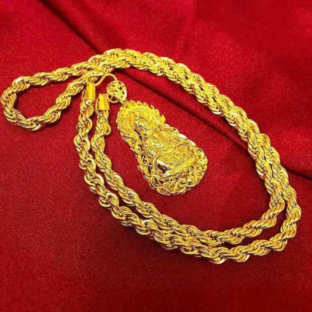  Dây Chuyền Titan Mạ Vàng Mặt Phật Quan Âm BKJECN-9435 