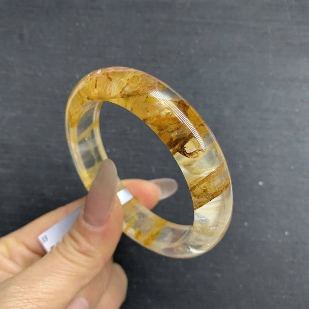  Vòng Tay Ngọc Bích Băng Giá Thạch Anh Tóc Vàng Quý Phái BKJECN-9453 