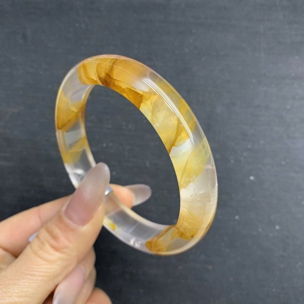  Vòng Tay Ngọc Bích Băng Giá Thạch Anh Tóc Vàng Quý Phái BKJECN-9453 