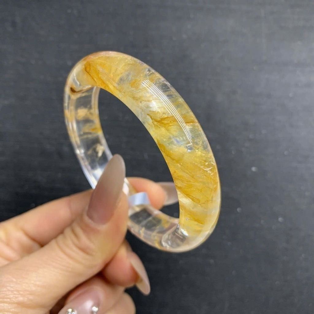  Vòng Tay Ngọc Bích Băng Giá Thạch Anh Tóc Vàng Quý Phái BKJECN-9453 