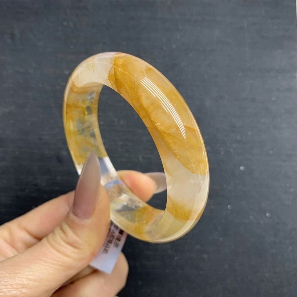  Vòng Tay Ngọc Bích Băng Giá Thạch Anh Tóc Vàng Quý Phái BKJECN-9453 