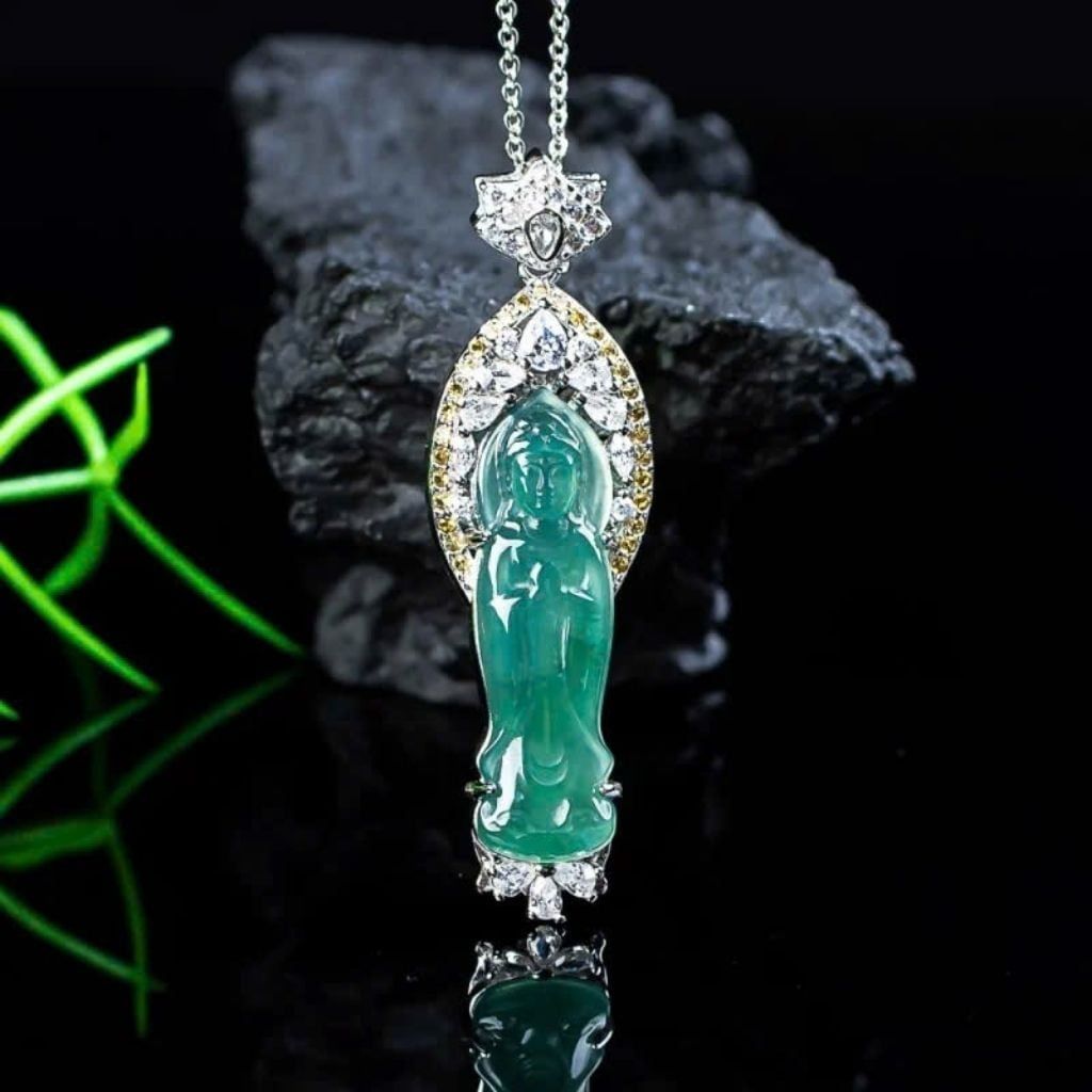  Dây Chuyền Phật Quan Âm Ngọc Phỉ Thúy  BKJECN-9458 
