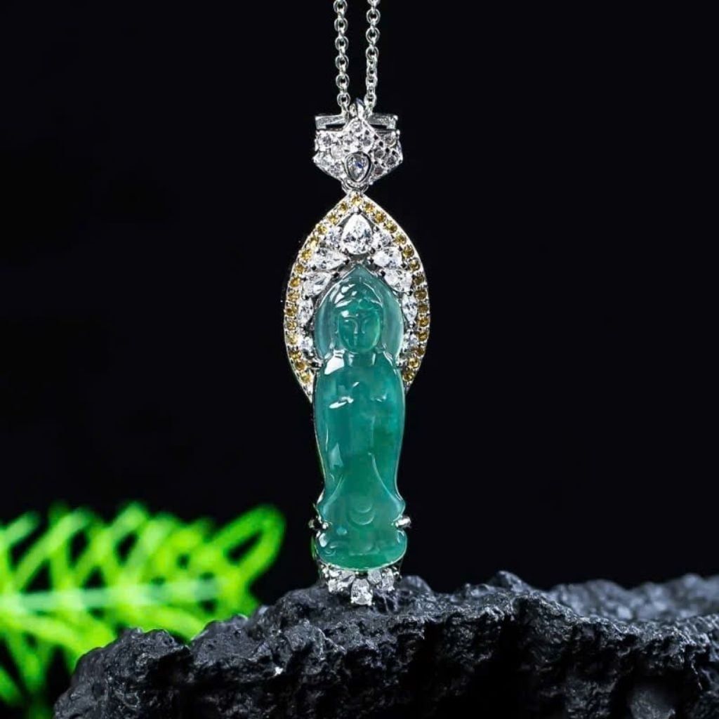  Dây Chuyền Phật Quan Âm Ngọc Phỉ Thúy  BKJECN-9458 