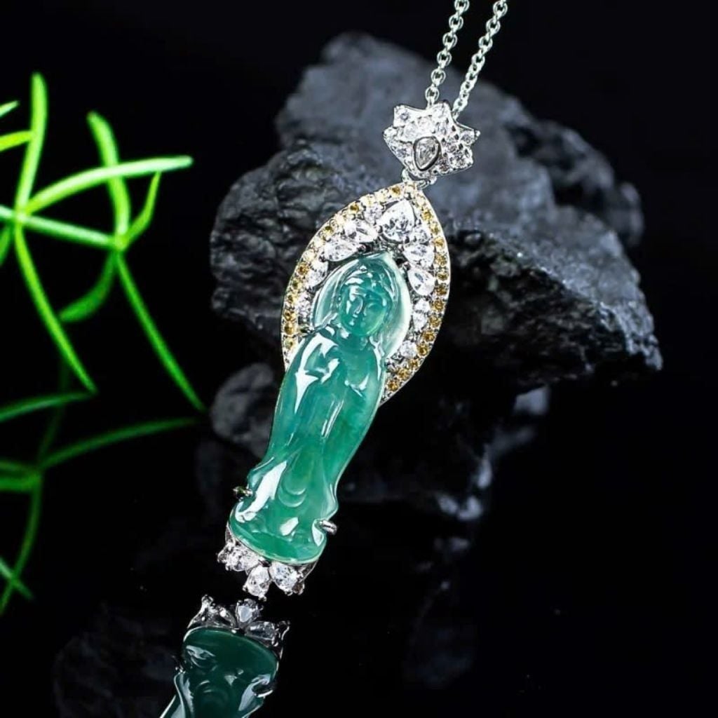 Dây Chuyền Phật Quan Âm Ngọc Phỉ Thúy  BKJECN-9458 