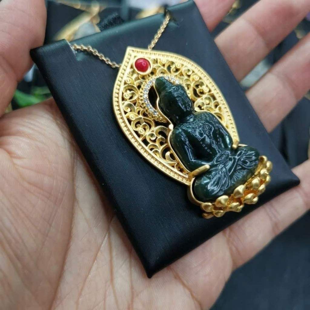  Mặt Dây Chuyền Quan Âm Tọa Sen Bọc Kim Cương Nhân Tạo BKJECN-9462 