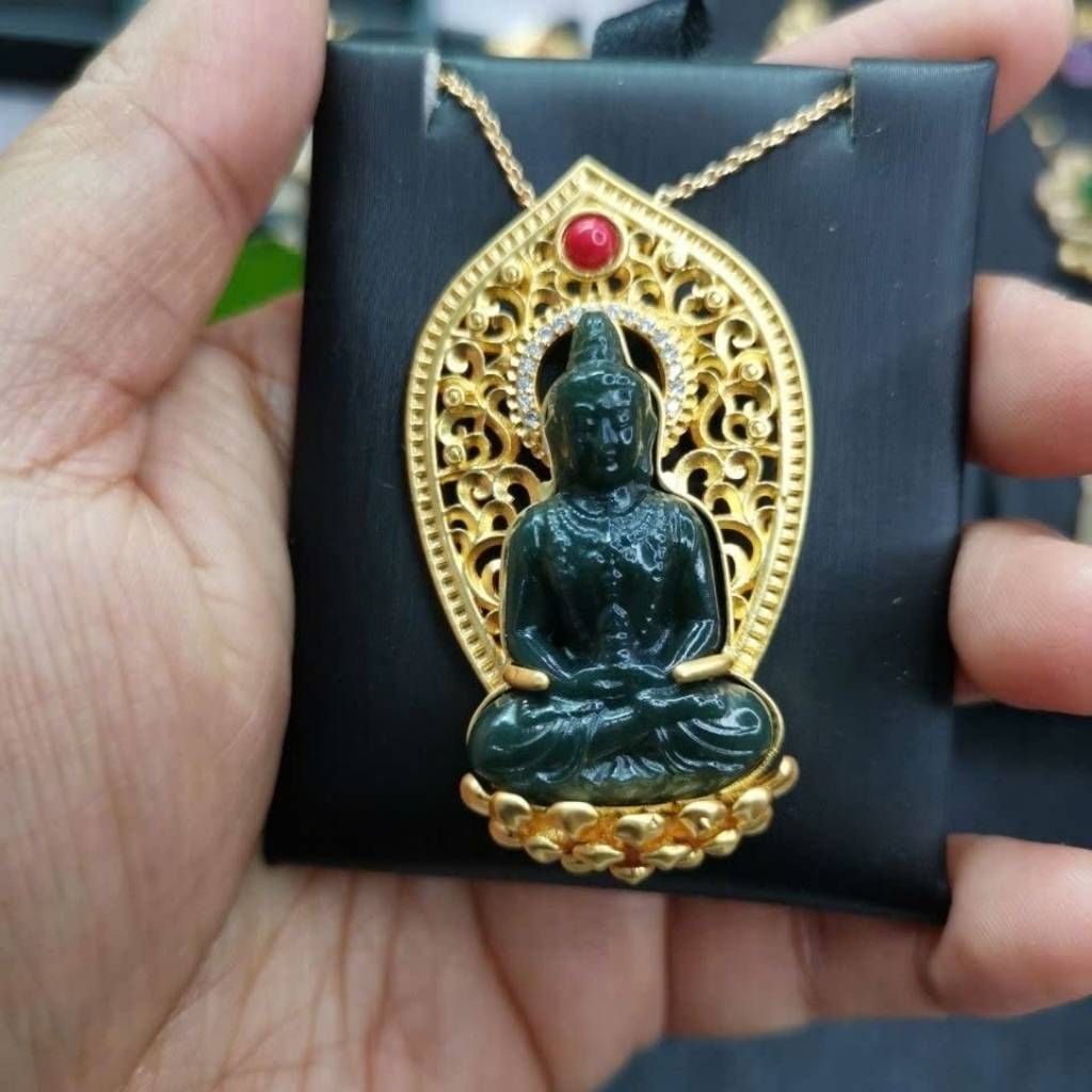  Mặt Dây Chuyền Quan Âm Tọa Sen Bọc Kim Cương Nhân Tạo BKJECN-9462 