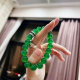  Vòng Tay Ngọc Bích Xanh Lục Bảo Đính Charm Bạc Cao Cấp BKJECN-9468 