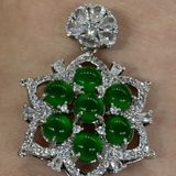  Mặt Dây Chuyền Ngọc Cẩm Thạch Xanh Hoa Tuyết Đính Đá BKJECN-9470 