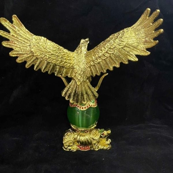  Tượng Đại Bàng Đồng Mạ Vàng Đính Đá Phong Thủy BKMECN-10296 