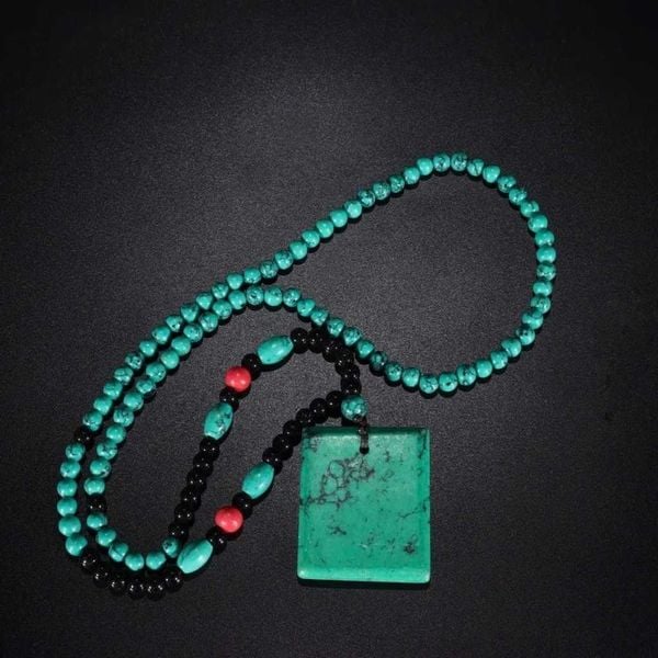  Vòng Cổ Đá Ngọc Lam Turquoise Mặt Vuông Sưu TầmBKJECN-9472 