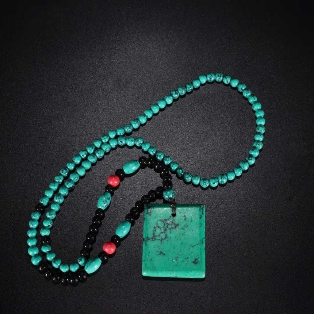  Vòng Cổ Đá Ngọc Lam Turquoise Mặt Vuông Sưu TầmBKJECN-9472 