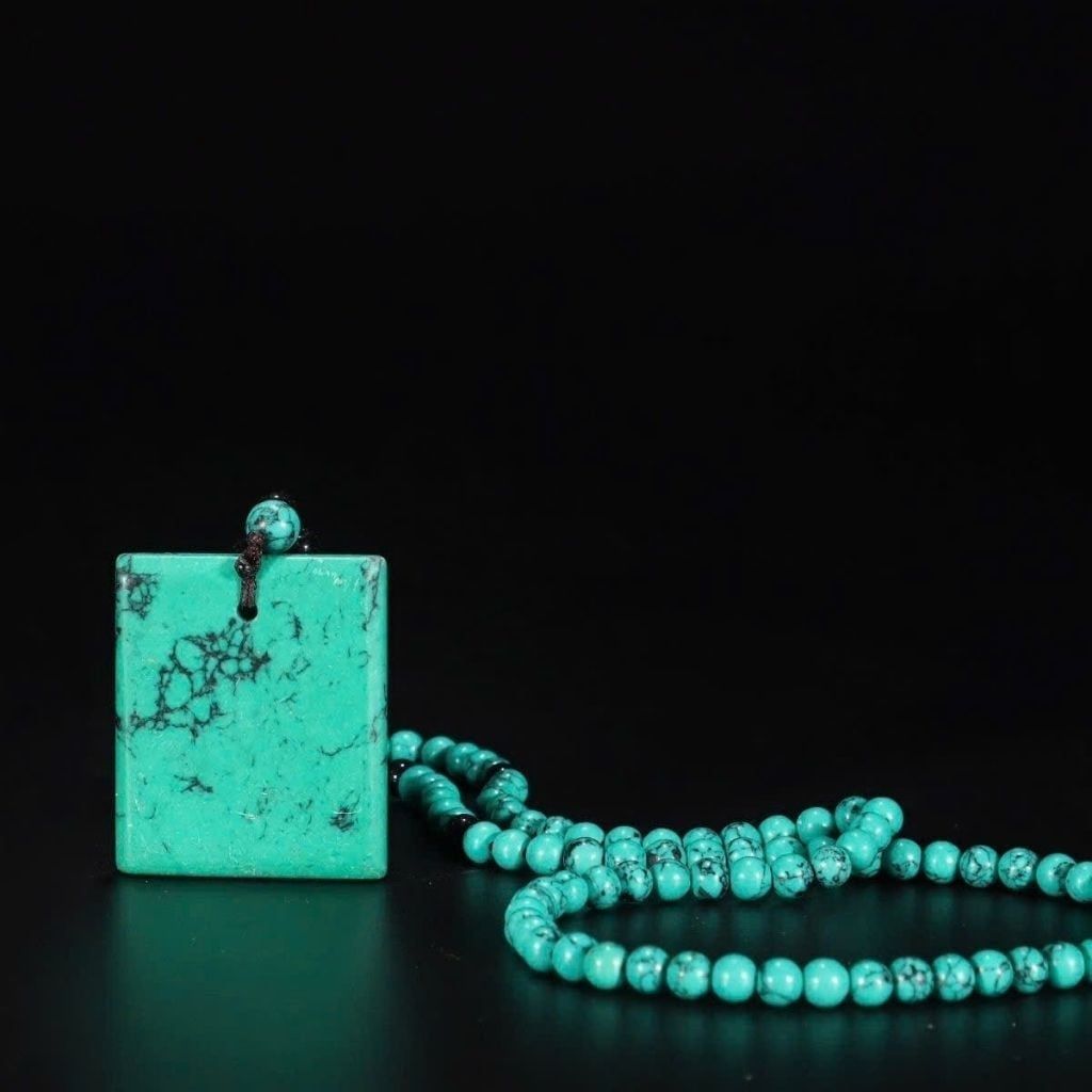  Vòng Cổ Đá Ngọc Lam Turquoise Mặt Vuông Sưu TầmBKJECN-9472 
