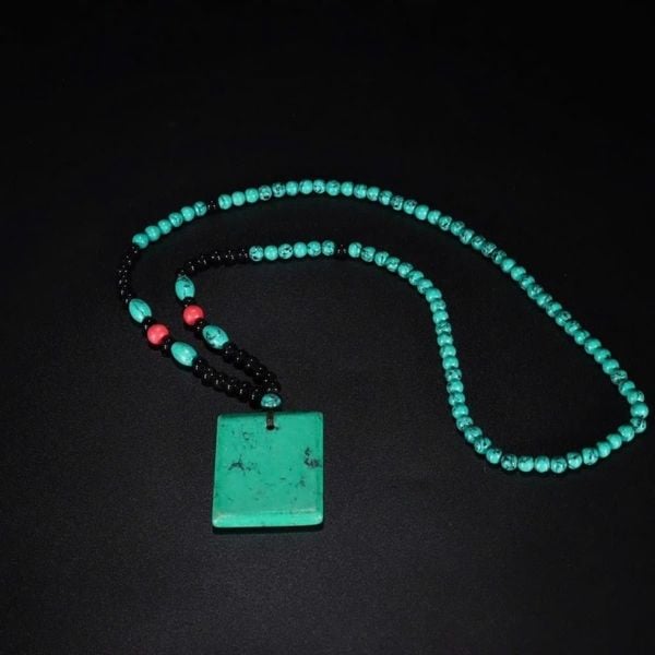  Vòng Cổ Đá Ngọc Lam Turquoise Mặt Vuông Sưu TầmBKJECN-9472 