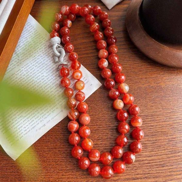  Vòng Cổ Đá Mã Não Đỏ Cam Vân Cảnh Đính Đá Cao Cấp BKJECN-9473 