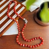  Vòng Cổ Đá Mã Não Đỏ Cam Vân Cảnh Đính Đá Cao Cấp BKJECN-9473 