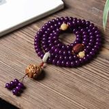  Chuỗi Tràng Hạt 108 Hạt Bồ Đề Phong Hóa Màu Tím Mật Tông BKJECN-9474 