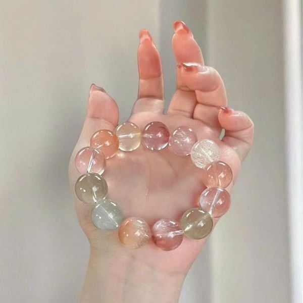  Vòng Tay Đá Thạch Anh Tóc Ngũ Sắc Phong Thủy BKJECN-9529 