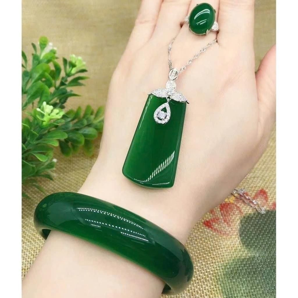  Trọn Bộ Trang Sức Ngọc Bích Xanh Lục Cao Cấp BKJECN-9530 