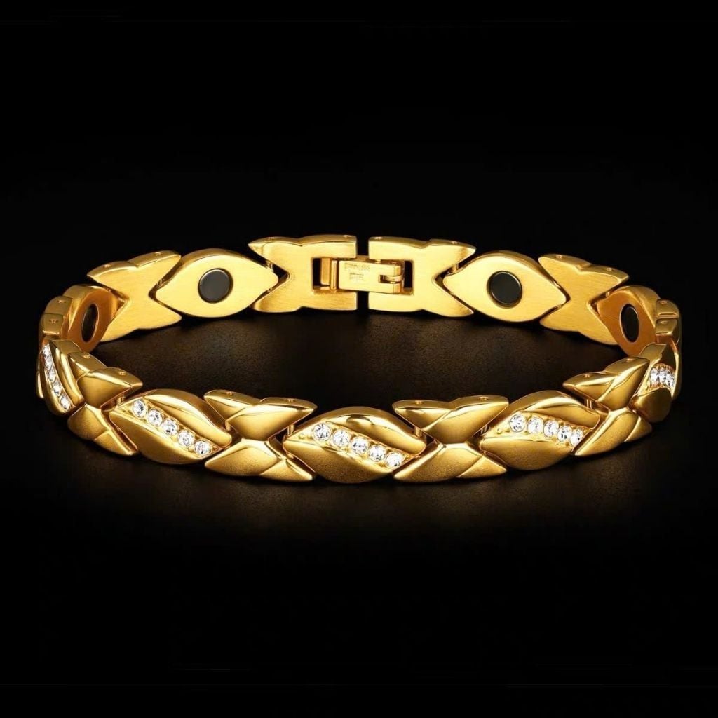  Vòng Tay Nam Titan Mạ Vàng 18K Đính Đá Lấp Lánh BKJECN-9537 