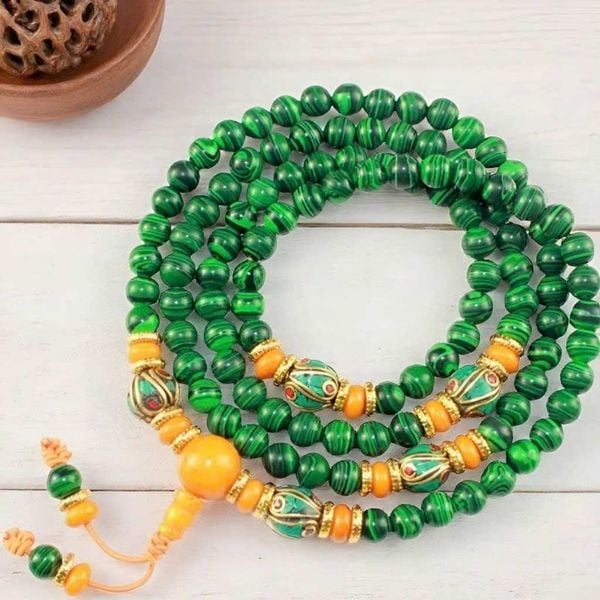  Chuỗi Vòng Tay Đá Khổng Tước Lôi Đế Mix Hạt Mật Lạp Cổ BKJECN-9552 