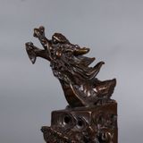  Trụ Đốt Trầm Đồng Cổ Họa Tiết Long Cuốn Thủy BKMECN-10002 