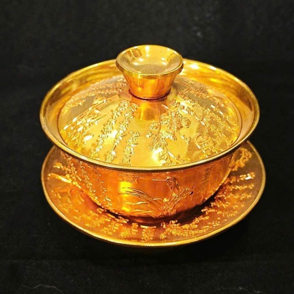  Tách Trà Đồng Pháp Lam Khắc Chữ Triện Cổ Sưu Tầm BKMECN-10005 